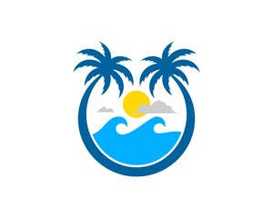 Circular palm tree with beautiful beach