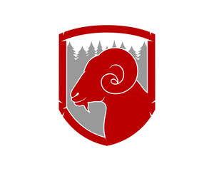 Goat and shield with forest inside