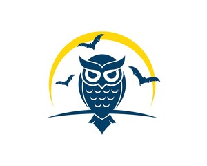 Owl with bat and yellow swoosh