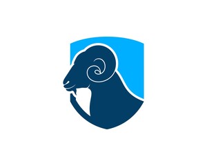 Blue shield with goat inside