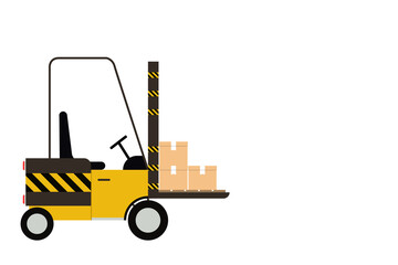 Forklift Truck isolated on white background with copy space for text advertising, Behind the Carriage For good quality products before delivery to customers, vector illustration