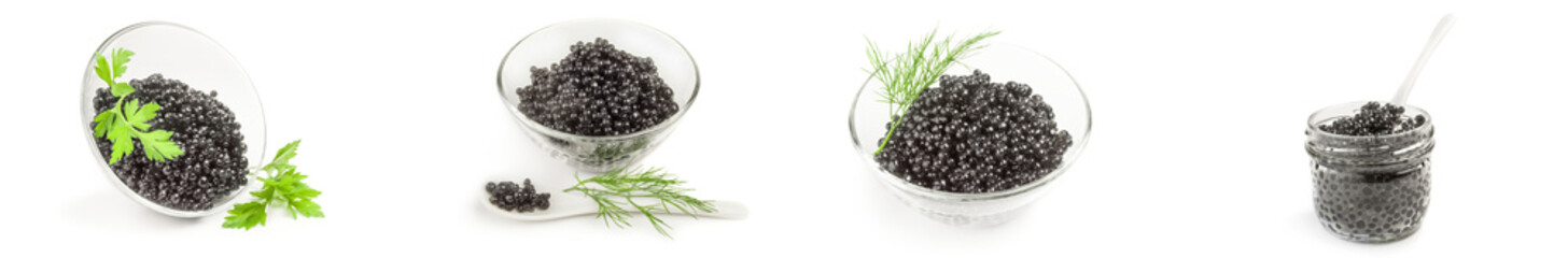 Set of black roe isolated on a white background