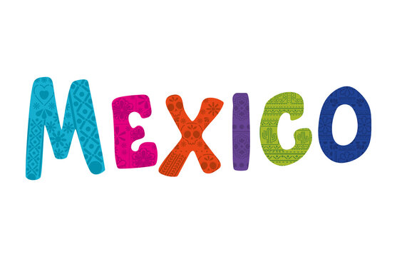 mexico lettering over a white background
