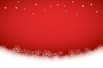 Merry Christmas and Happy new year text on red background with snowflake on snow , backdrop illustrator vector holiday