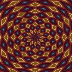 Digital illustration, geometric abstract colorful kaleidoscope 
