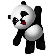 cartoon baby panda hanging with one hand
