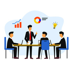 several male businessmen are discussing business progress