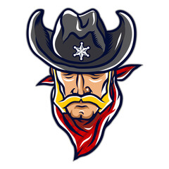 American cowboy head mascot. Cowboy. Sheriff. Mascot-01