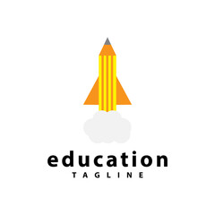 logo icon jet pencil learning success concept. vector
