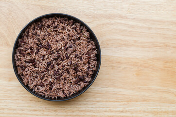 Rice with red beans on a bowl