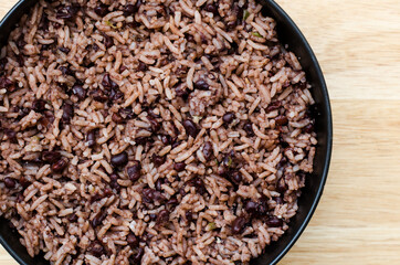 Rice with red beans on a bowl