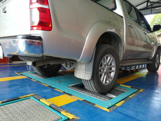 pick up one ton truck on  checking break distance test equipment