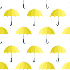 Fototapeta na wymiar Yellow Umbrella seamless pattern on white background.