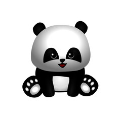 cartoon baby panda sit hands down 