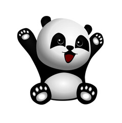 cartoon baby panda sit hands up