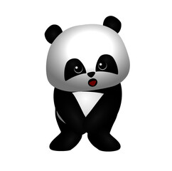 cartoon baby panda standing wants to go to the bathroom 