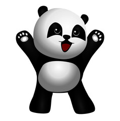 cartoon baby panda standing hands up