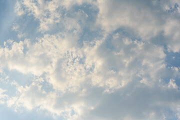 Blue sky with clouds and sunlight in summer season, Nature background