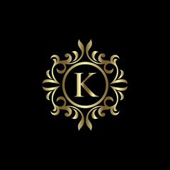 Gold K letter on frame ornament