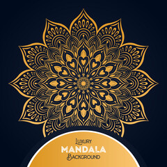 Luxury mandala background with floral ornament pattern. Hand drawn gold mandala design. Vector mandala template for decoration invitation, cards, wedding, logos, cover, brochure, flyer, banner.