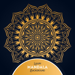 Luxury mandala background with floral ornament pattern. Hand drawn gold mandala design. Vector mandala template for decoration invitation, cards, wedding, logos, cover, brochure, flyer, banner.