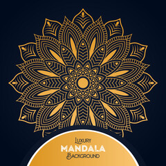 Luxury mandala background with floral ornament pattern. Hand drawn gold mandala design. Vector mandala template for decoration invitation, cards, wedding, logos, cover, brochure, flyer, banner.