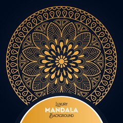 Luxury mandala background with floral ornament pattern. Hand drawn gold mandala design. Vector mandala template for decoration invitation, cards, wedding, logos, cover, brochure, flyer, banner.