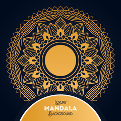 Luxury mandala background with floral ornament pattern. Hand drawn gold mandala design. Vector mandala template for decoration invitation, cards, wedding, logos, cover, brochure, flyer, banner.