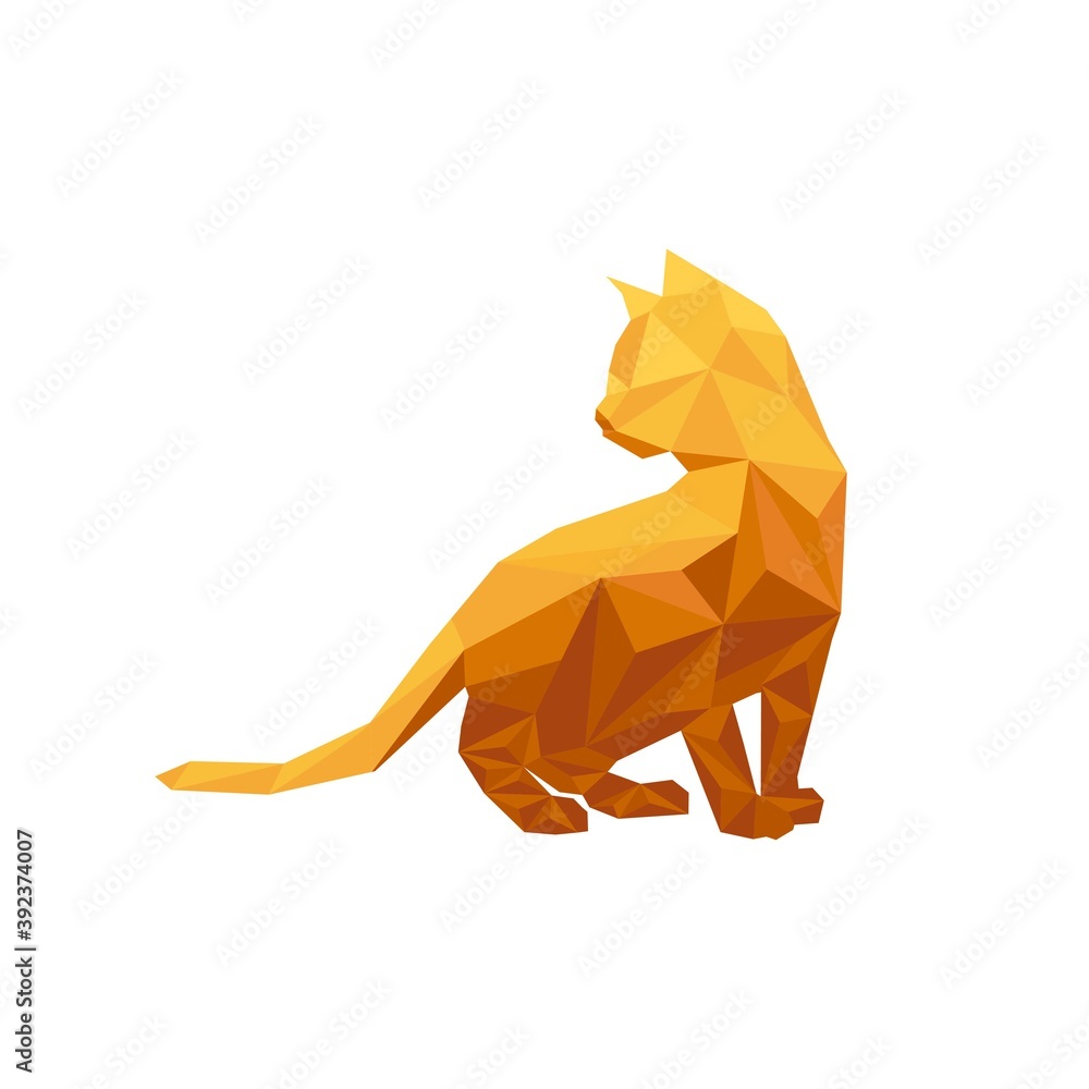 Sticker colorful cat triangle polygonal model. logos emblems and design elements. cat sketch