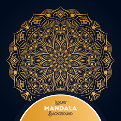 Luxury mandala background with floral ornament pattern. Hand drawn gold mandala design. Vector mandala template for decoration invitation, cards, wedding, logos, cover, brochure, flyer, banner.