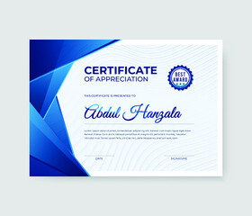 Blue geometric modern certificate template