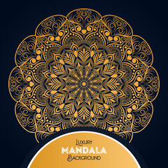 Luxury mandala background with floral ornament pattern. Hand drawn gold mandala design. Vector mandala template for decoration invitation, cards, wedding, logos, cover, brochure, flyer, banner.
