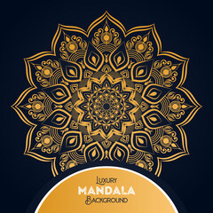 Luxury mandala background with floral ornament pattern. Hand drawn gold mandala design. Vector mandala template for decoration invitation, cards, wedding, logos, cover, brochure, flyer, banner.
