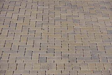 Full frame close-up view of a pavement pattern of concrete bricks