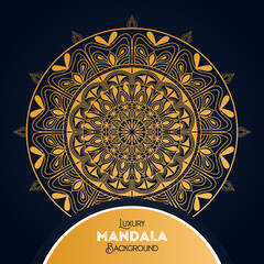 Luxury mandala background with floral ornament pattern. Hand drawn gold mandala design. Vector mandala template for decoration invitation, cards, wedding, logos, cover, brochure, flyer, banner.