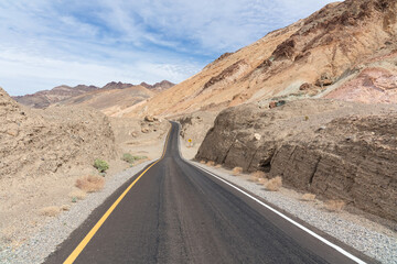 Long straight road through Death Valley National Park, California