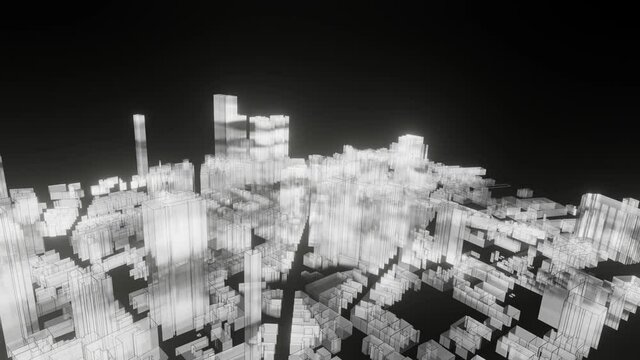 Black white neon night city