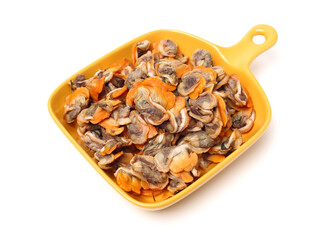 Fresh boiled cockle meat on white background