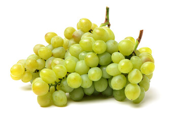 Green grapes on white background
