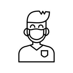 Young Man wearing mask line icon