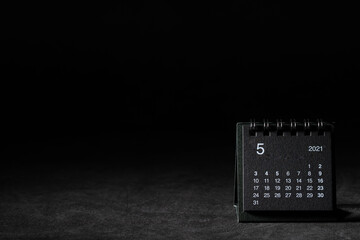 2021 May calendar on black background