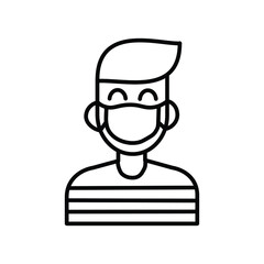 A stylish guy wearing mask line icon