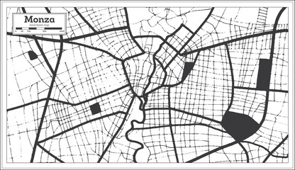 Monza Italy City Map in Black and White Color in Retro Style. Outline Map.