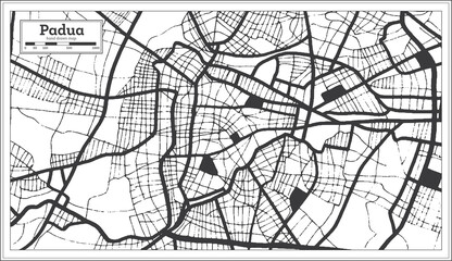 Padua Italy City Map in Black and White Color in Retro Style. Outline Map.