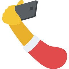 
Hand lifting mobile up for taking selfie
