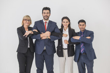 Group of business holding hands, Young business people are holding hands. Unity and teamwork concept.
