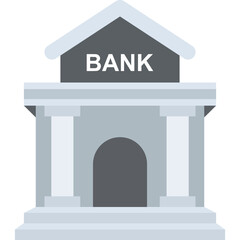 
A bank building, finance center flat icon
