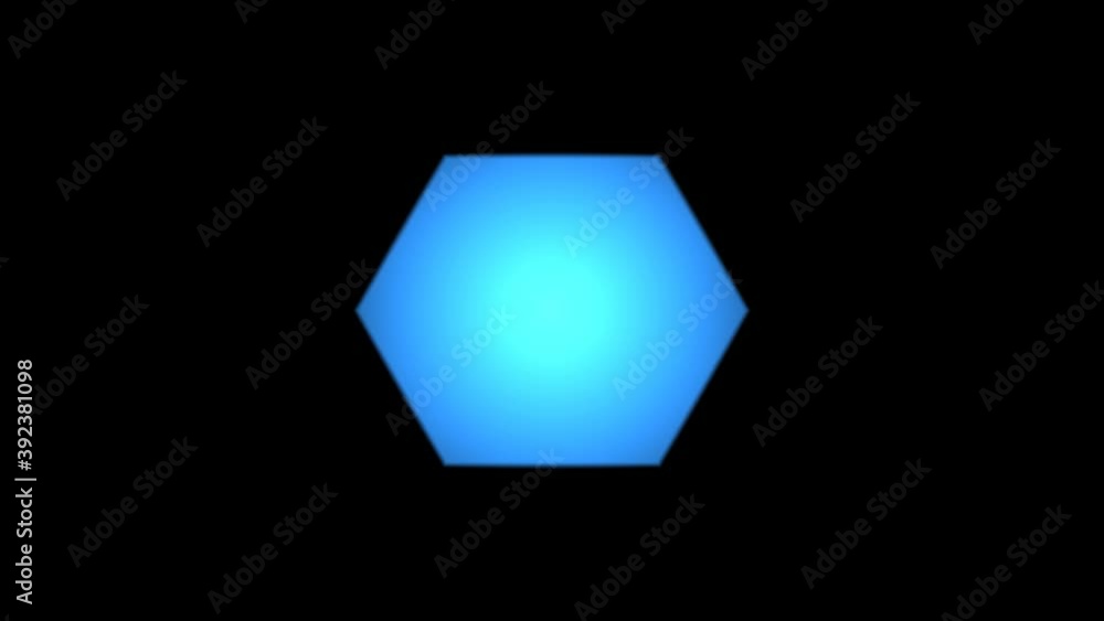Poster growing and shrinking hexagon squashed transition mask
