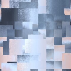 Seamless rectangle geo tile mosaic pattern swatch. High quality illustration. Random scattered shapes with grungy texture and color. Modern tranquil elegant geometric surface pattern design.