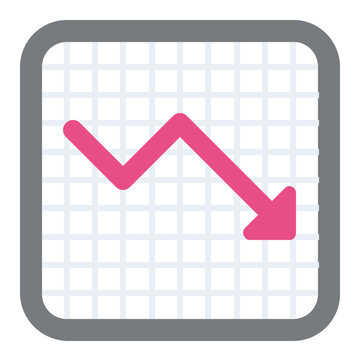 
Arrow with decreasing trend showing loss
